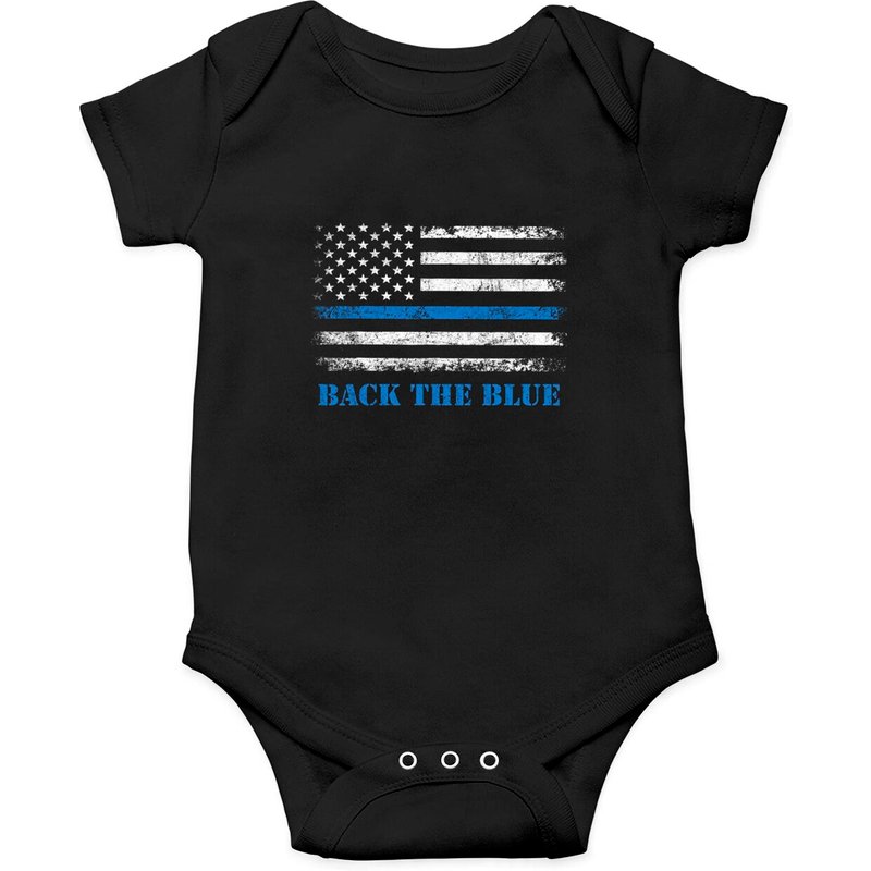 Back The Blue Thin Blue Line American Flag Police Support Onesies — Bodys bébé