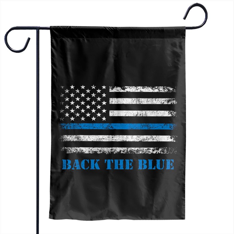 Back The Blue Thin Blue Line American Flag Police Support Garden Flags — Drapeaux décoratifs