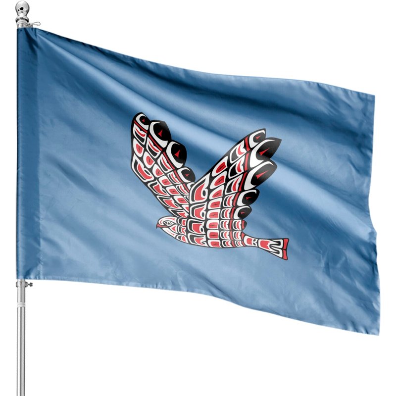 Pacific Northwest Red Tail Hawk Native American Style House Flags — Drapeaux décoratifs