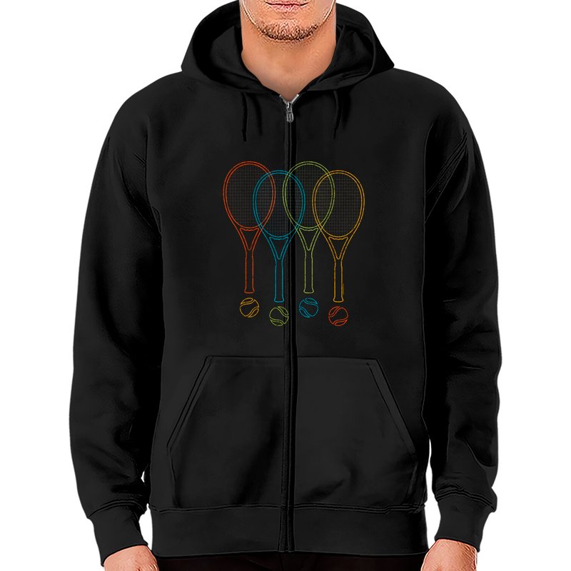 Tennis Rackets & Balls Cool Tennis Zip Hoodies — Sweats à capuche pour hommes