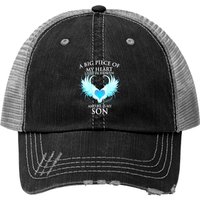 Son Big Piece Of My Heart Lives In Heaven Hes My Son Trucker Hats