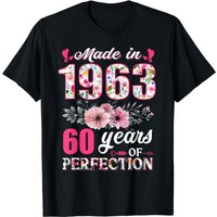 Made In 1963 Floral 60 Year Old 60th Birthday Gifts Women T-shirt