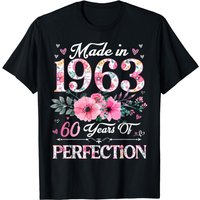60 Year Old Made In 1963 Floral 60th Birthday Gifts Women T-shirt