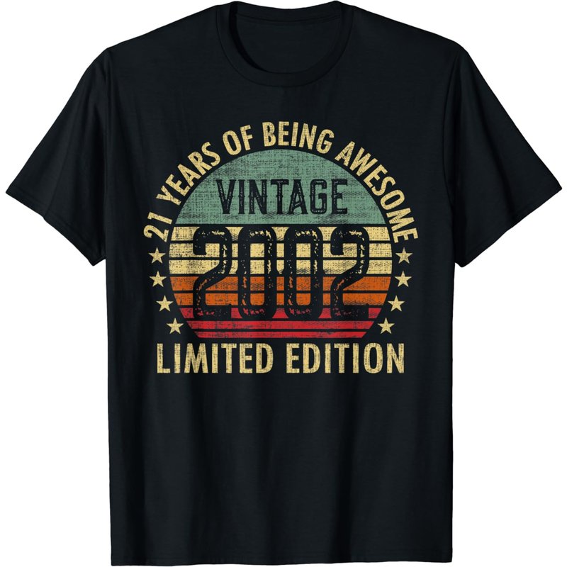 21 Year Old Gifts Vintage 2002 Limited Edition 21st Birthday T-shirt