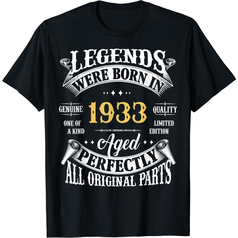 90th Birthday Tee Vintage Legends Born In 1933 90 Years Old T-shirt — T-shirts pour hommes