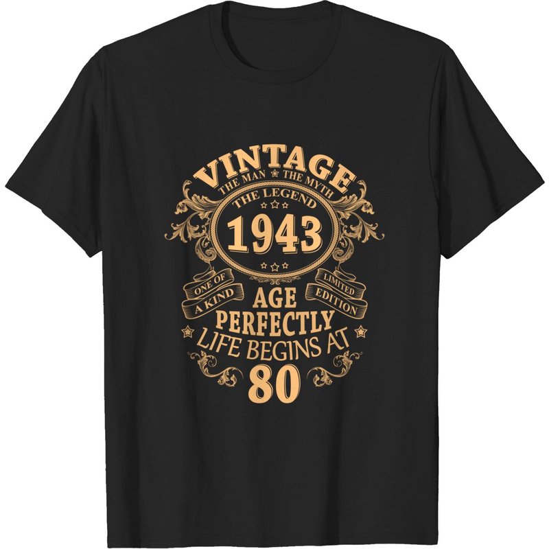 Vintage 1943 The Man Myth Legend 80th Birthday Gifts For Men T-shirt — T-shirts pour hommes