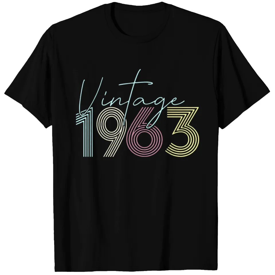 T-shirt Vintage 1963 Cadeau d'anniversaire 60 ans pour hommes Noir — T-shirts pour hommes