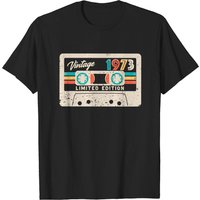 50th Birthday Shirt, Vintage 1973 Limited Edition Cassette T-shirt — Mens T Shirts