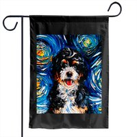 Bernedoodle Night (portrait) - Bernedoodle - Garden Flags — Drapeaux décoratifs