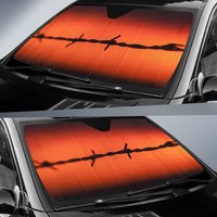 Cowboy Western Barbed Wire Auto Sunshade With Design Red And Black Car Sunshade Art