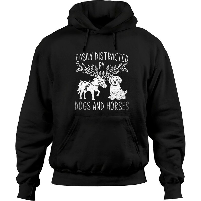 Equestrian Dog Lover Easily Distracted By Dogs And Horses Hoodies — Sweats à capuche pour hommes