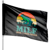 Milf-man I Love Frogs Funny Saying Frog Amphibian Lovers Pullover House Flags — Drapeaux décoratifs
