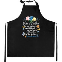 She Laughs Without Fear Of The Future Kitchen Aprons Christian Bible Verse Butterfly Rose Flower Proverbs 31:25