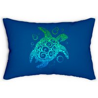 Watercolor Turtle Lumbar Pillows Sea Turtle Hawaiian Honu — Decorative Cushions