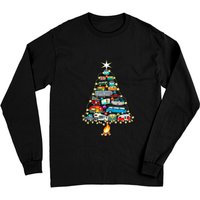 Christmas Tree Camper Vehicles Camping Long Sleeves — T-shirts pour hommes