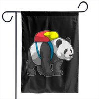 Panda As Hiker With Backpack - Panda - Garden Flags