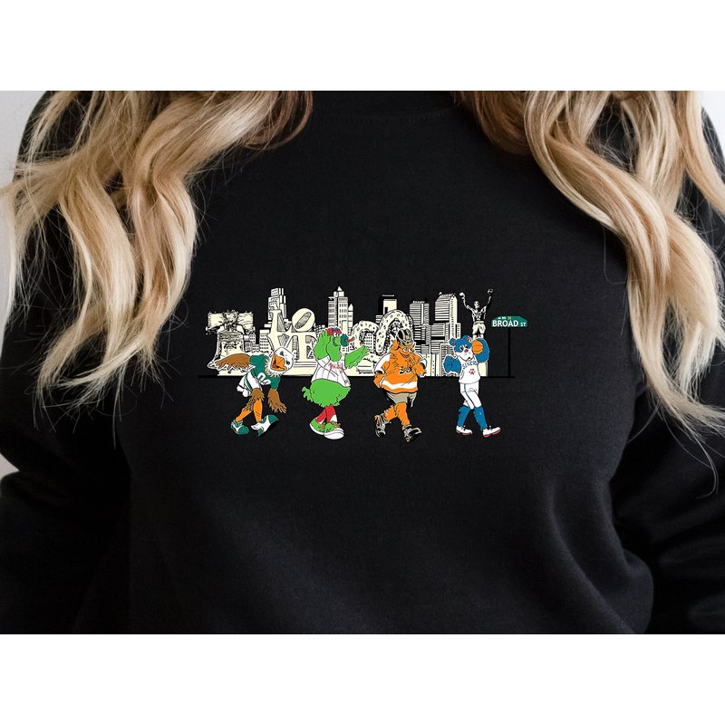 Philadelphia Mascots Philly Skyline Graphic Sweatshirt