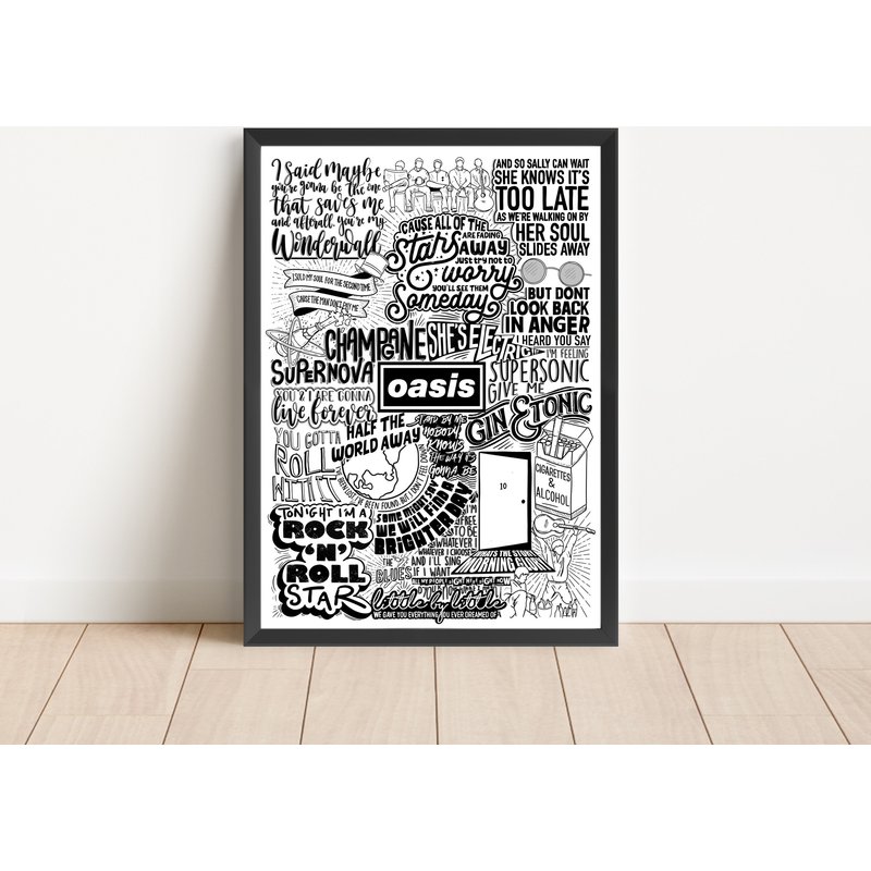 Oasis Lyric Print - Greatest Hits | Doodle Fan Poster Art — Posters & Prints