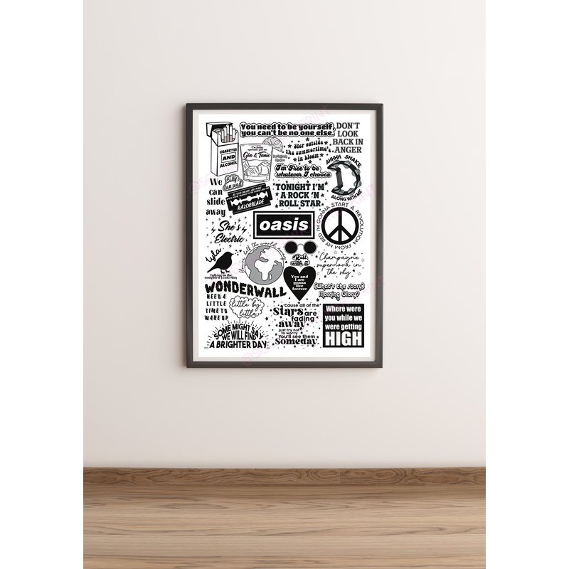 Oasis Inspired Lyrics Wall Art — Posters & Prints