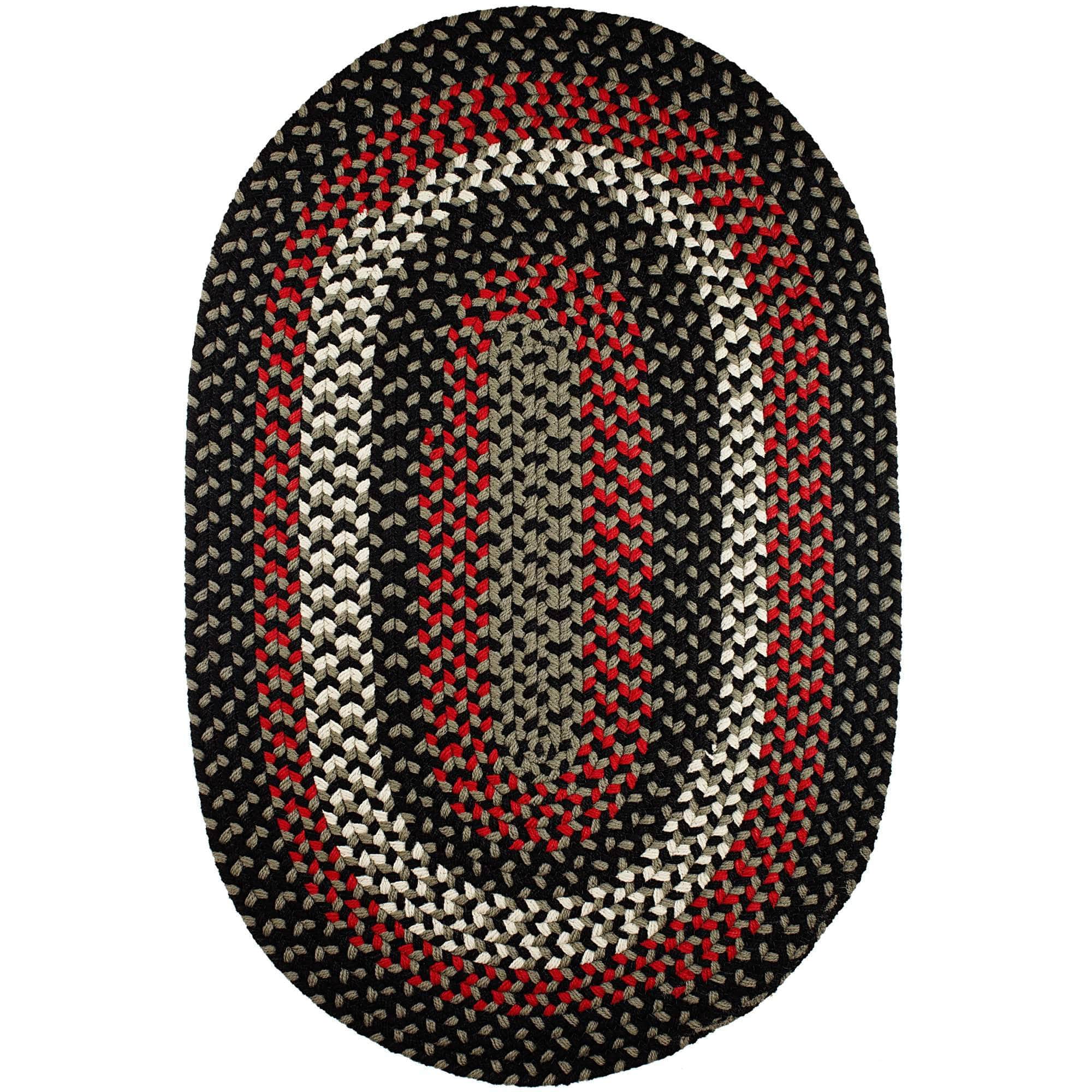 Rhody Rugs Homespun Kitchen Tapis tressé facile à nettoyer Noir satiné Ovale 3' x 5 — Tapis
