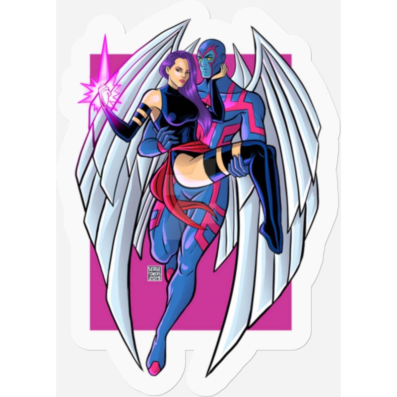 Archangel And Psylocke - Xmentshirt - Stickers — Autocollants et stickers