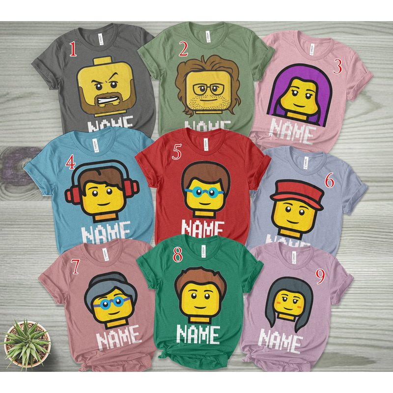 Personalized Building Block Shirt,building Blocks Family,building Block Shirt — T-shirts pour hommes