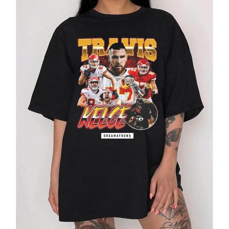 Travis Kelce Shirt, Travis Kelce Vintage 90s Bootleg Style Rap Tee — T-shirts pour hommes