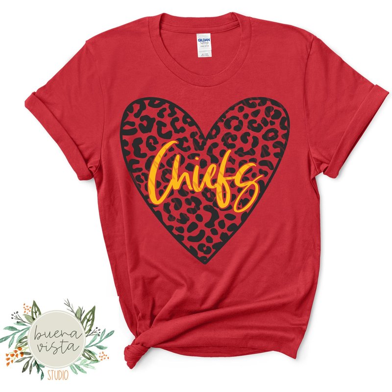 Chiefs Heart Love Leopard Mascot Shirt — T-shirts pour hommes
