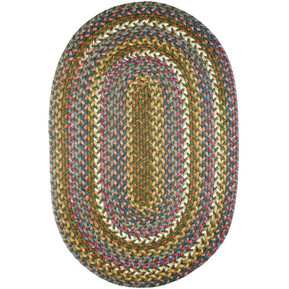 Rhody Rugs Gemstone Earthy Emerald Braided Oval Kitchen Rug 20" x 30
