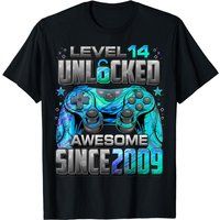 Level 14 Unlocked Awesome Since 2009 14th Birthday Gaming T-shirt