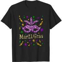 Mardi Gras 2023 Womens Girls Mask Beads New Orleans Party T-shirt