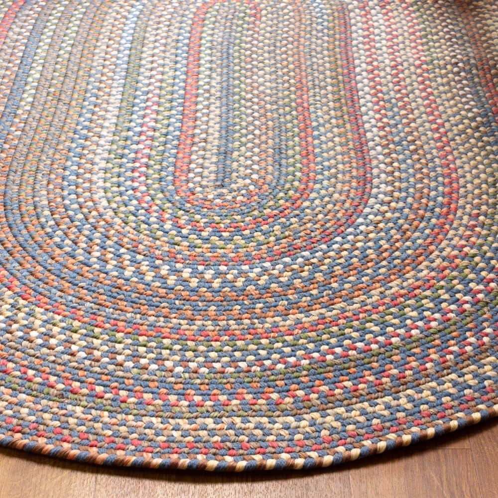 Roxbury Braided Rug for Indoor / Outdoor Use - Great for Kitchens, Patio or Deck - Soft Stain Resistant Yarn -Blue - Oval / 2' X 3'
