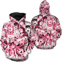 Ahegao Pink Manga Hoodie 3d, Cute Anime Girl Shirt