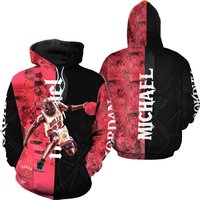 Michael Jordan Black Red Vintage Hoodie 3d The Goat Basketball Lover Hoodie