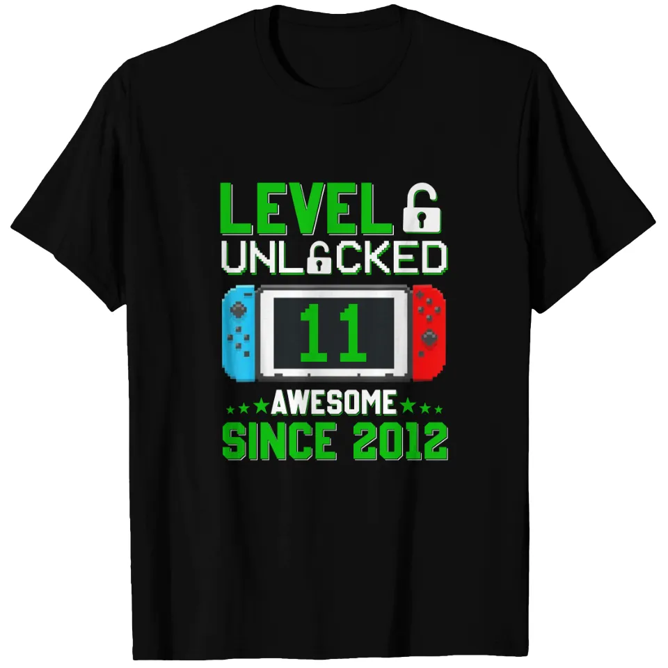 T-shirt d'anniversaire 2012 Niveau 11 Débloqué pour garçon de 11 ans
