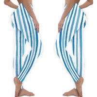 Leggings For Women, Striped Leggings, Blue White Leggings, Yoga Leggings