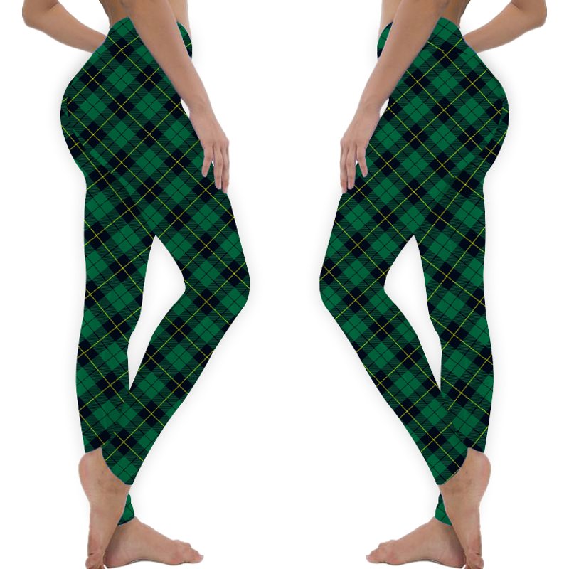 Green Plaid Women's Leggings — Legging femme