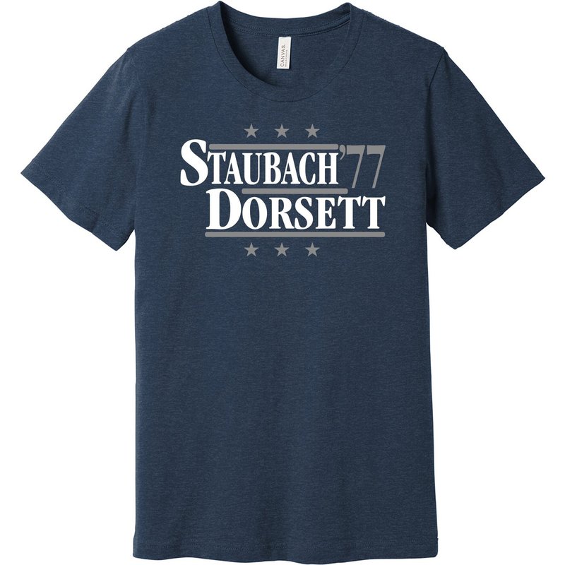 Staubach & Dorsett '77 T-shirt, Football Legends For President Fan Shirt — Mens T Shirts