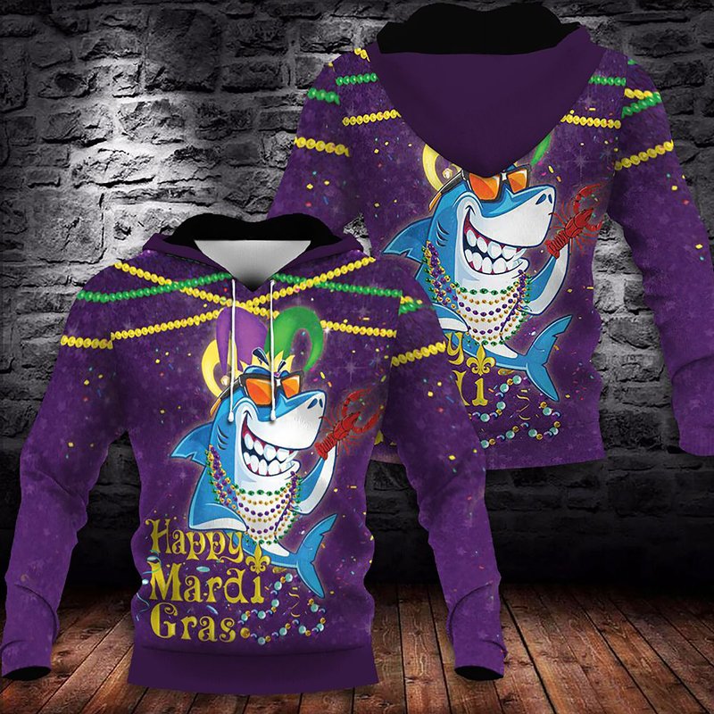 Mardi Gras 3d All Over Print Hoodie Gift For Birthday Friends Holiday — Sweats à capuche pour hommes