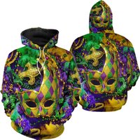 Mardi Gras 3d All Over Print Hoodie — Sweats à capuche pour hommes