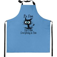 Funny Black Cat It's Fine I'm Fine Everything Is F Kitchen Aprons