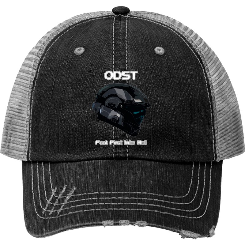 Halo Odst Helmet - Feet First Into Hell - Halo - Print Trucker Hat — Casquette de baseball