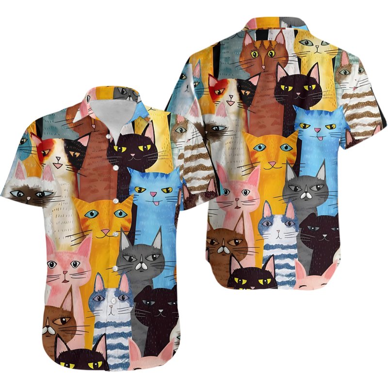 Cat Cute Hawaiian Hawaiian Shirt — Mens Casual Shirts