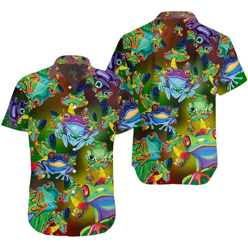 Frogs Hawaiian Summer Vacation Hawaiian Shirt — Chemises décontractées pour hommes