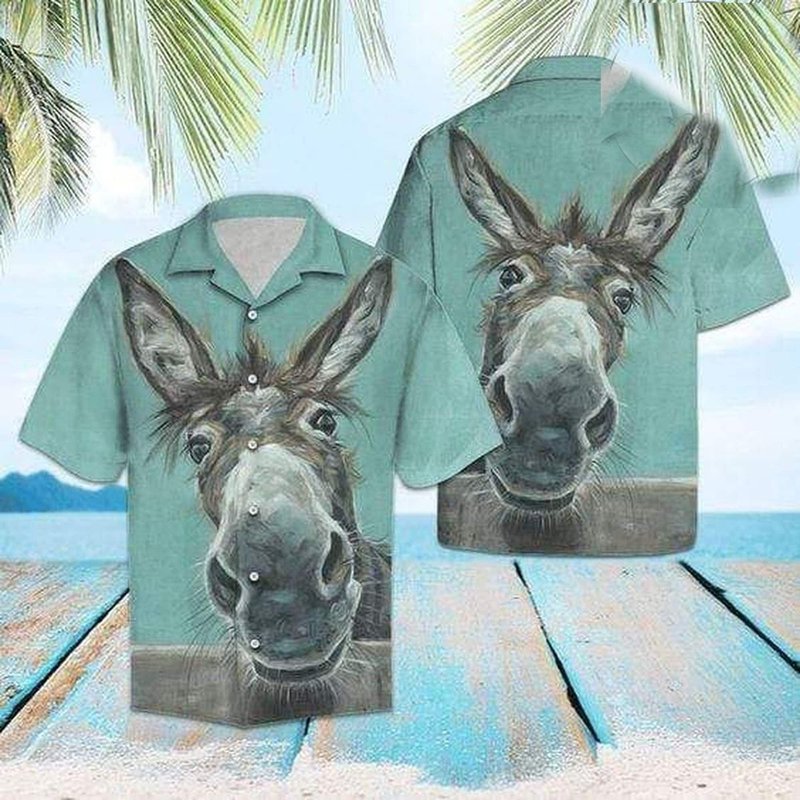 Hawaiian Aloha Shirt, Happy Donkey Shirt — Chemises décontractées pour hommes