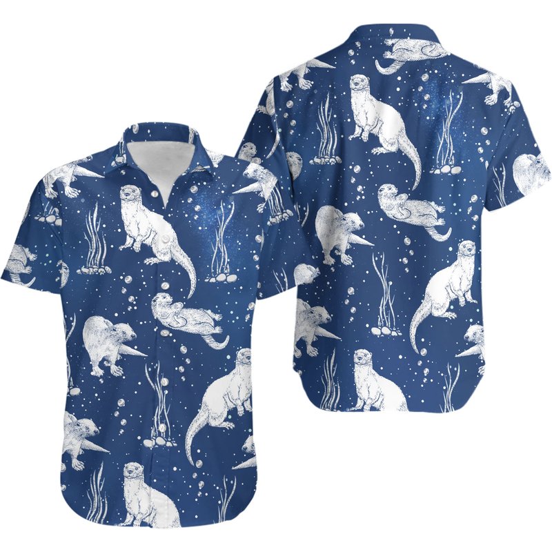 Otter Hawaiian Beach Shirt — Chemises décontractées pour hommes