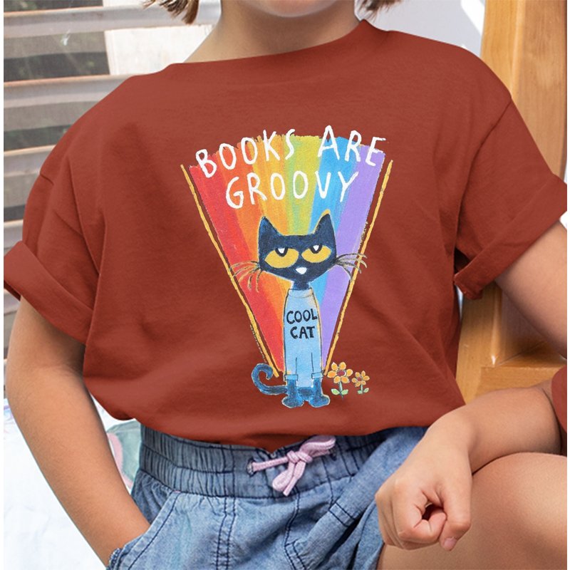 Pete The Cat Books Are Groovy Cool Cat Classic Shirt, Cats Books Shirt — T-shirts pour hommes