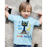 If You Want To Be Cool Just Be Yourself Cat Autism Warrior T-shirt, Pete The Cat Shirt