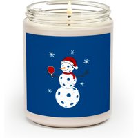 Pickleball Scented Candles Funny Merry Christmas Snowman Playing Pickleball