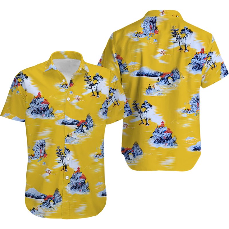 Brad Pitt Summer Short Sleeve Hawaiian Beach Shirt — Chemises décontractées pour hommes
